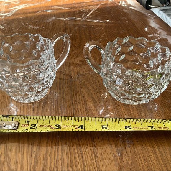 Vintage Fostoria American Clear Glass Cubist Creamer & Open Sugar Bowl - Picture 5 of 5